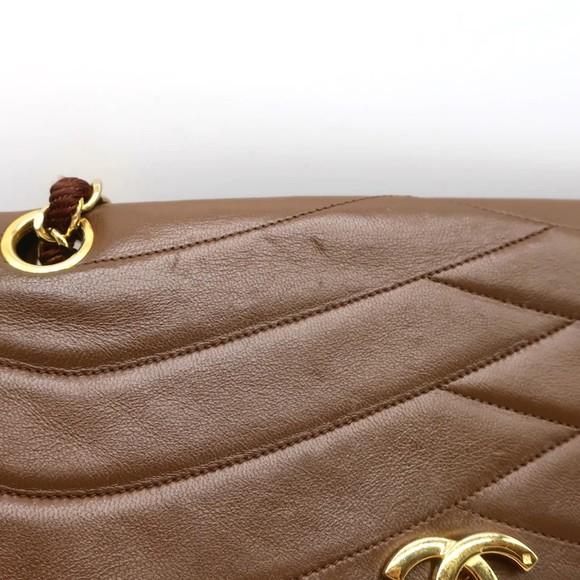 Vintage Chanel 2.55 CC Shoulder Bag Brown Rope-Trim Wavy Stitch Leather - Picture 3 of 12